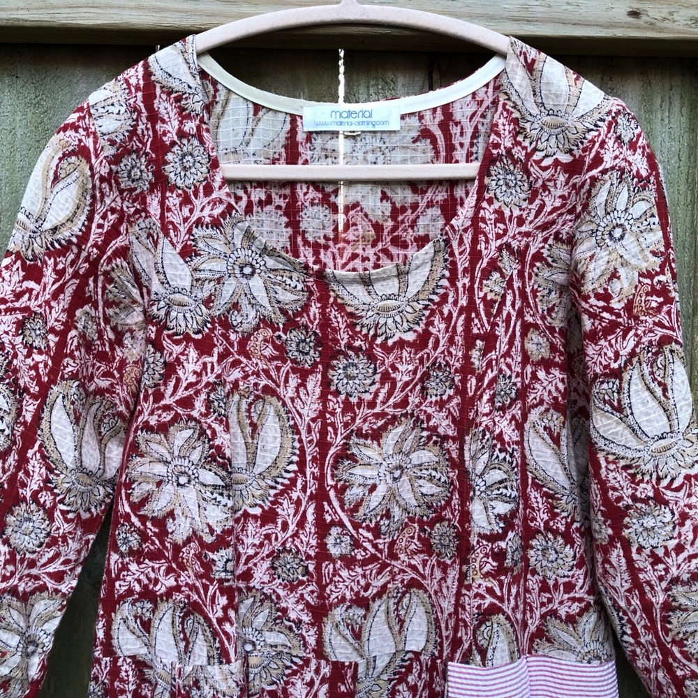 Patchwork Multiprint Midi Dress Material Clothing… - image 2